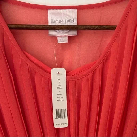 Rome & Juliet| NEW Orange/Red Chiffon Butterfly Sleeve Deep-V Dress Sz M w/Tags - Picture 3 of 7